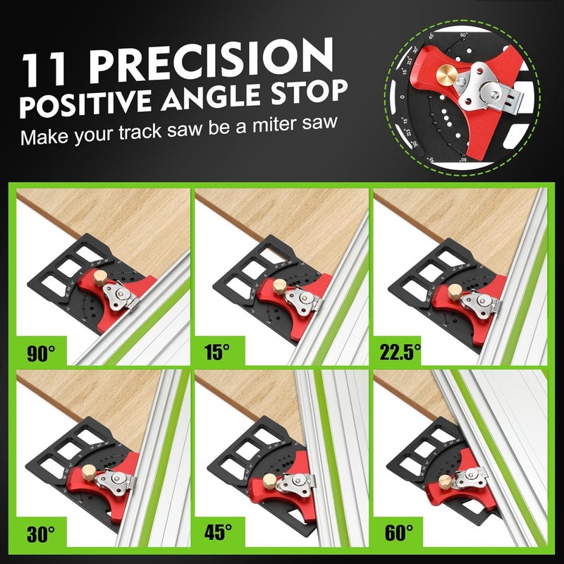 Feikeer Adjustable Track Saw Square, 60° to 60° Quick Positive Angle Stop, Track Saw Rail Square Compatible with Festool/Milwaukee/Makita Track Saw Accessories, for Miter Cutting, 2 Year Warranty - Image 3